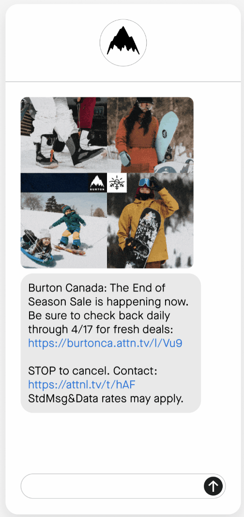 Text message announcing sale and encouraging subscriber to check sale items daily.