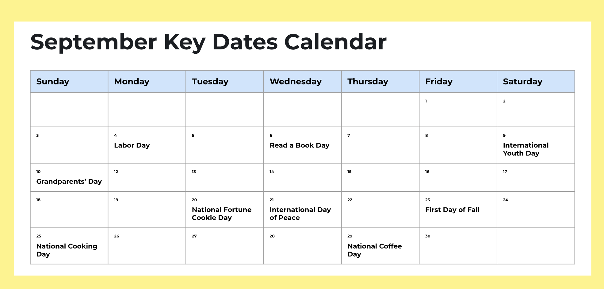 Image of September marketing calendar.