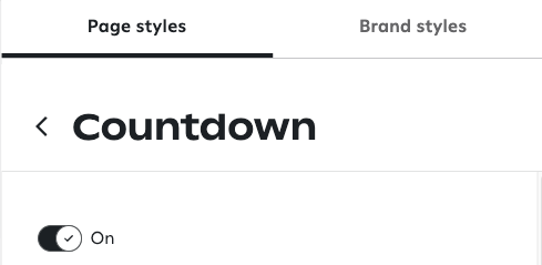 The countdown timer option turned on in the 'Countdown' section.