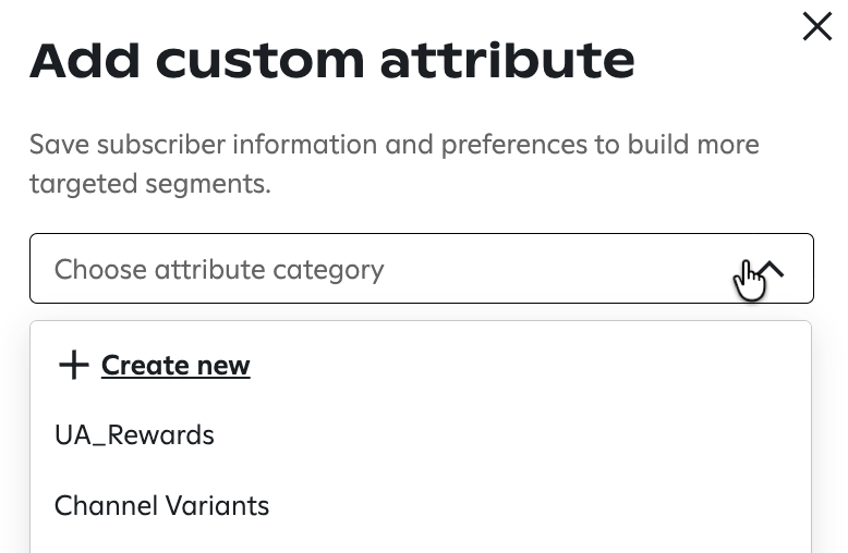 Image of the Add custom attribute drop down that appears when this step is dragged onto the builder.