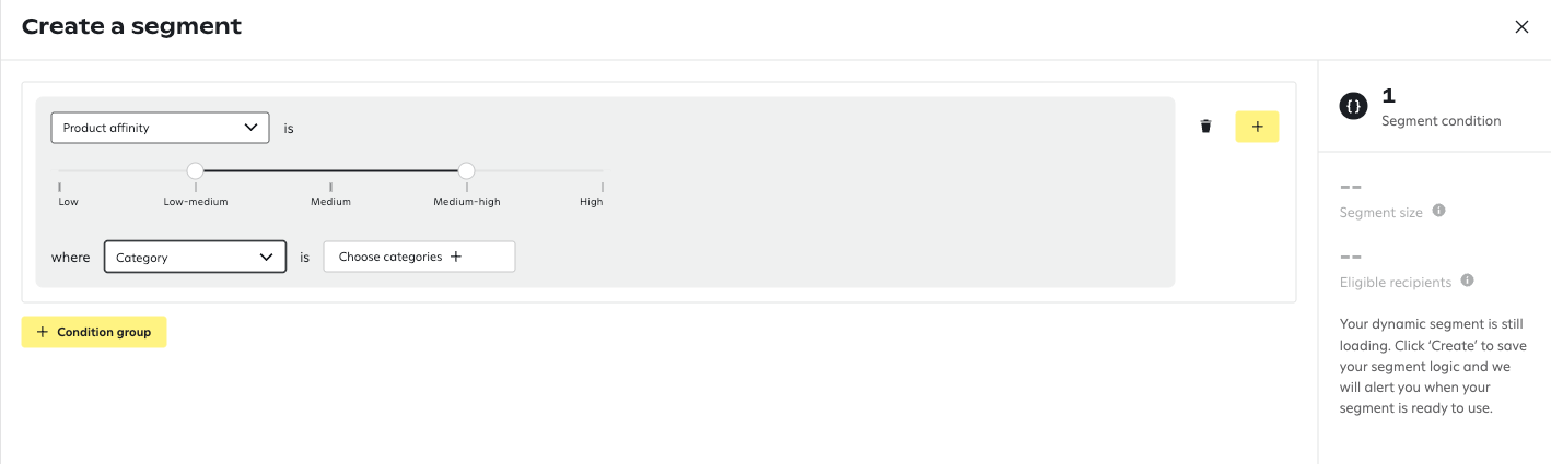 Image of product affinity strength level slider