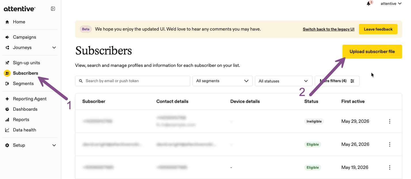 Image of where to find subscriber uploader