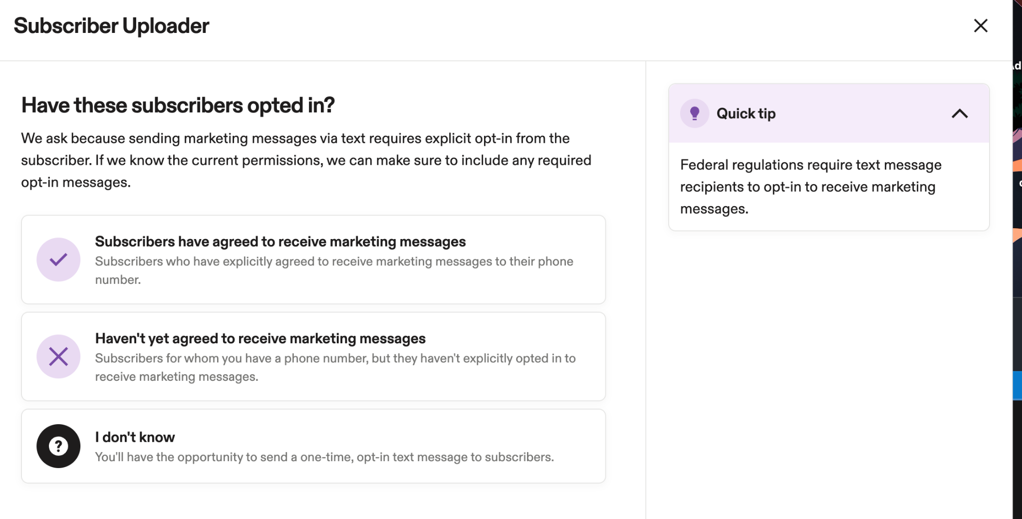 Image of subscriber consent 