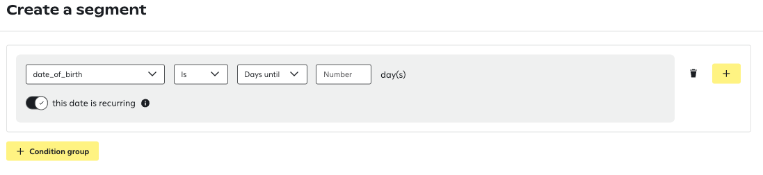 Image of segment builder with date-based information.