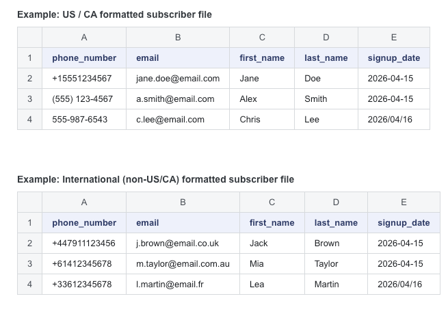Image of formatted subscriber files 