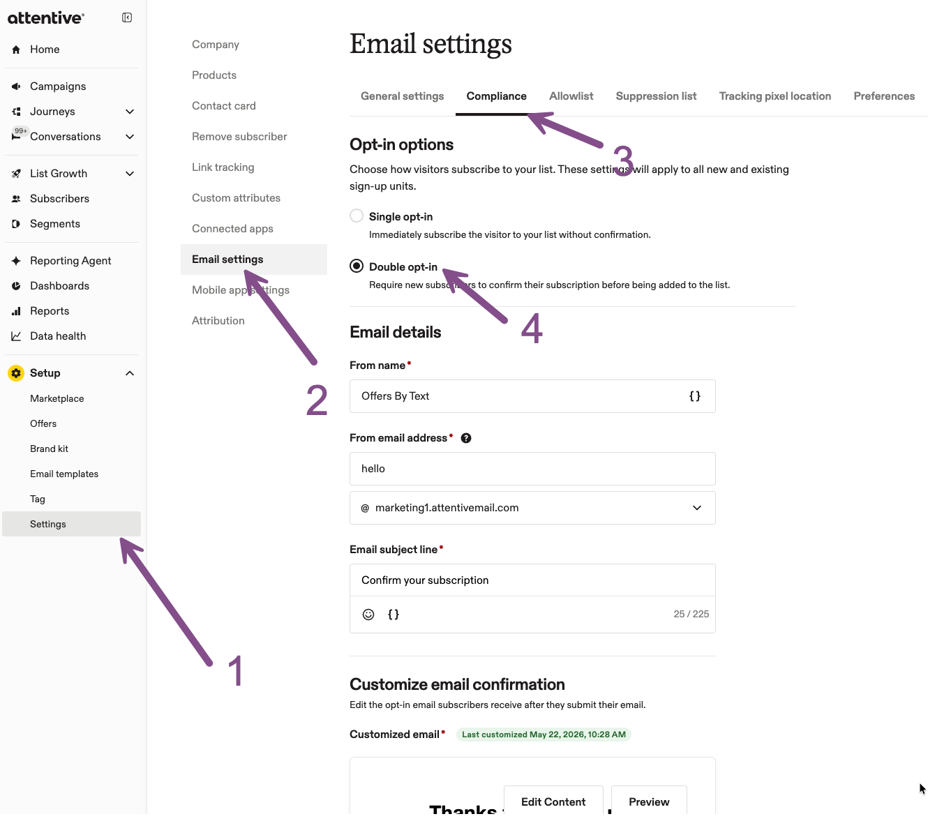 Image showing how to enable double opt-in