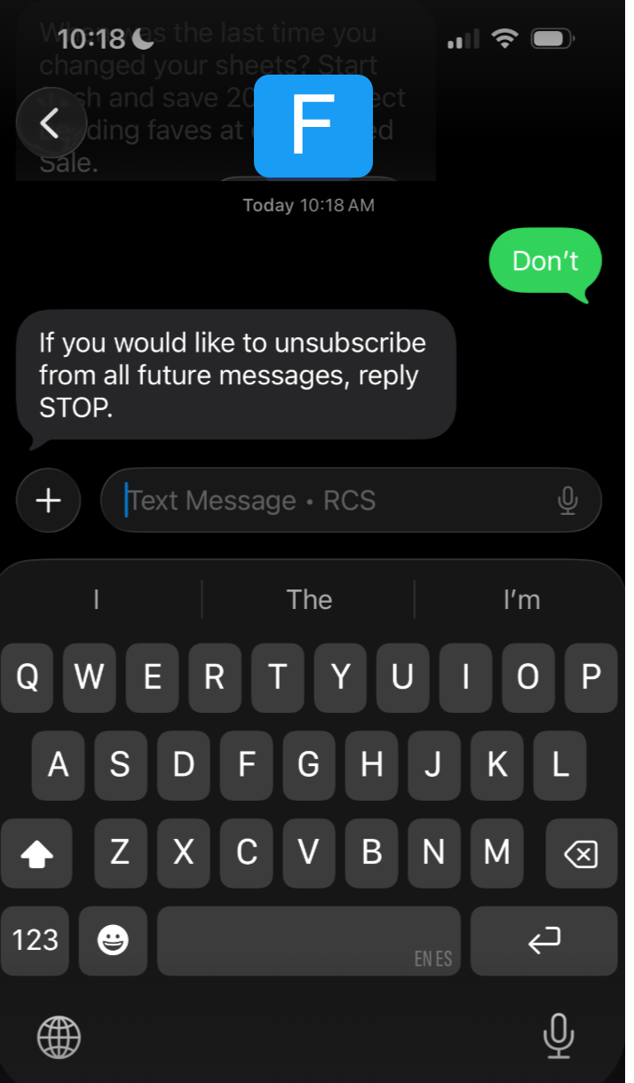 Image of reply to a fuzzy opt out.