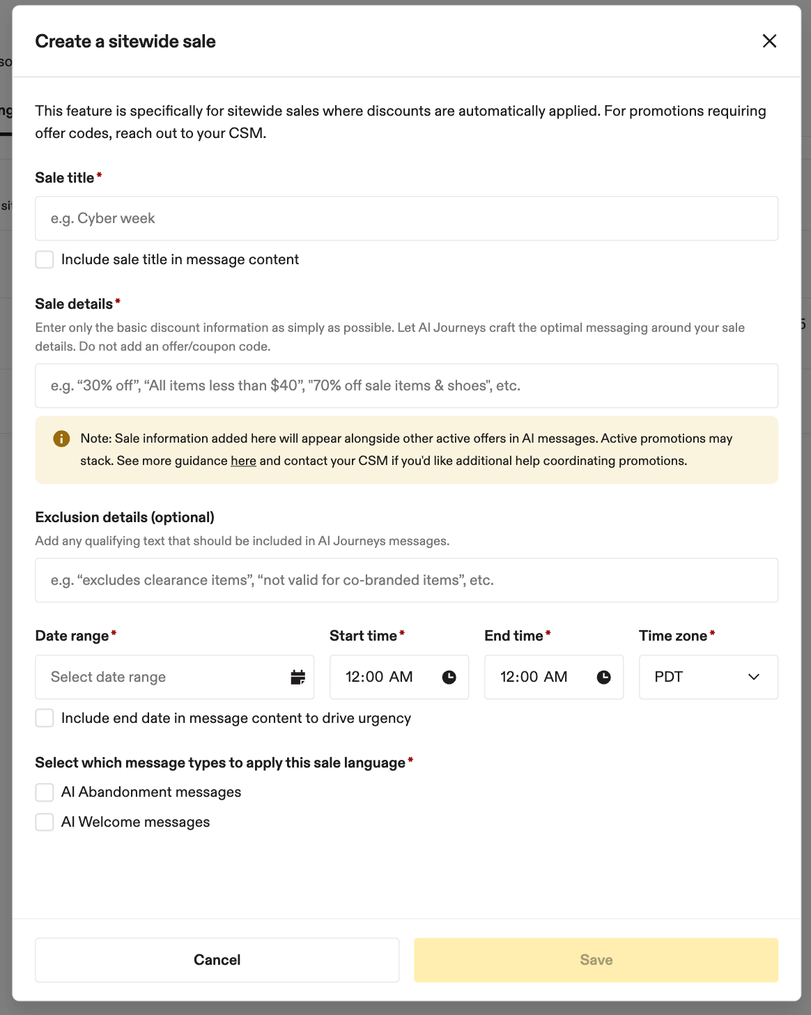 Image showing sitewide sale menu
