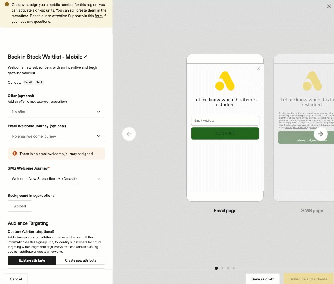 Image of sign-up unit builder.