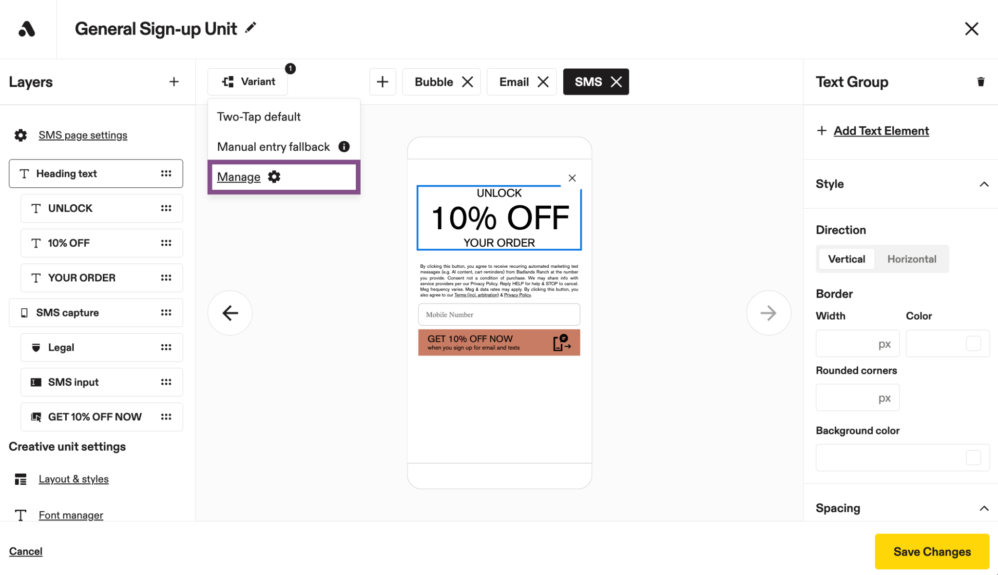 Image showing where to access the menu to set up manual entry fallback