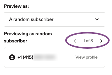 Image showing how to navigate across random subscribers for testing