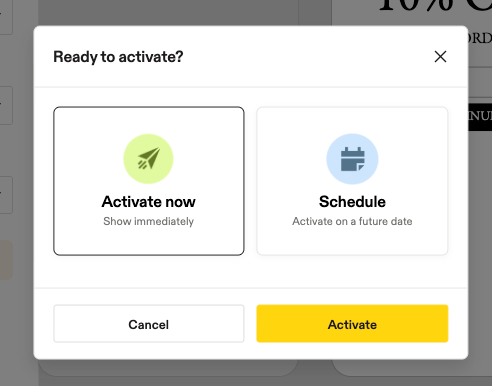 Image showing options for activating your units