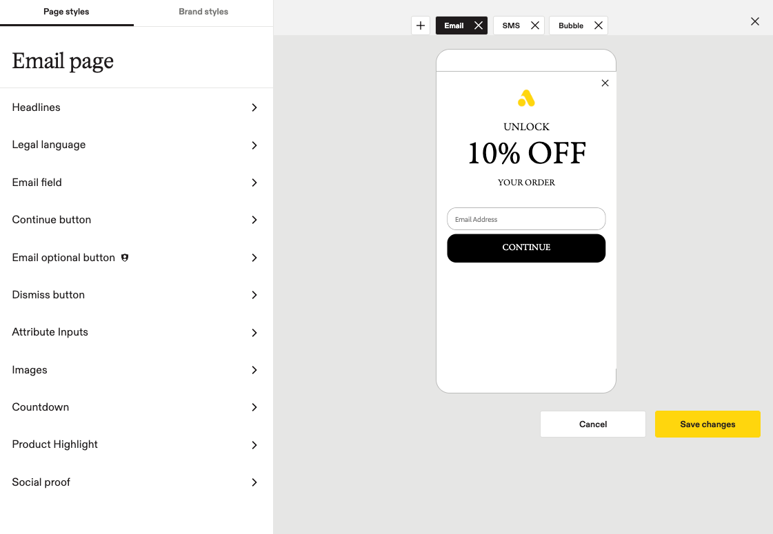 Image of the legacy sign-up unit builder