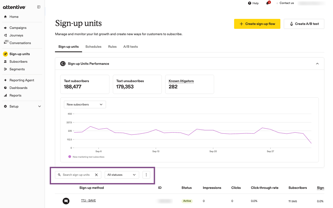 Image showing sign-up unit search bar
