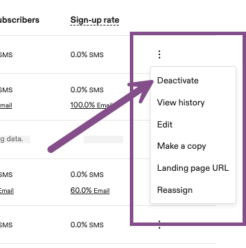 Image showing the option to deactivate