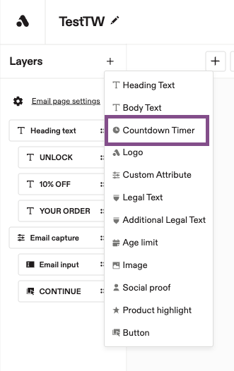 Image showing how to add countdown timer