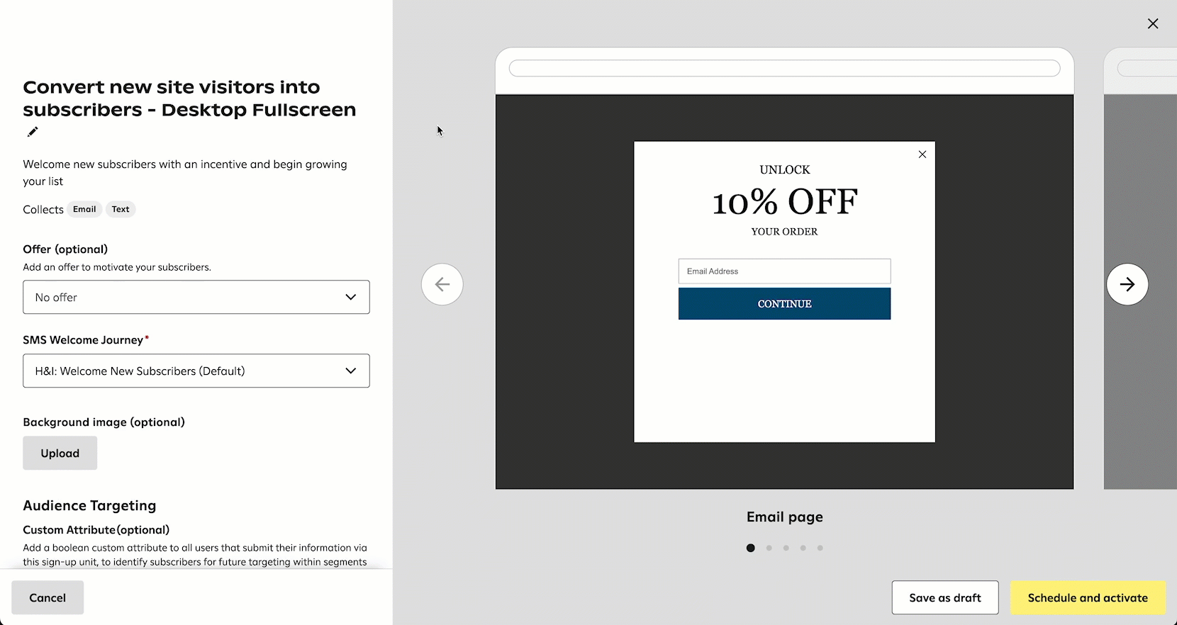 Editing the brand styles of the success page to add a ‘Desktop existing
  subscriber message’ and previewing the message.