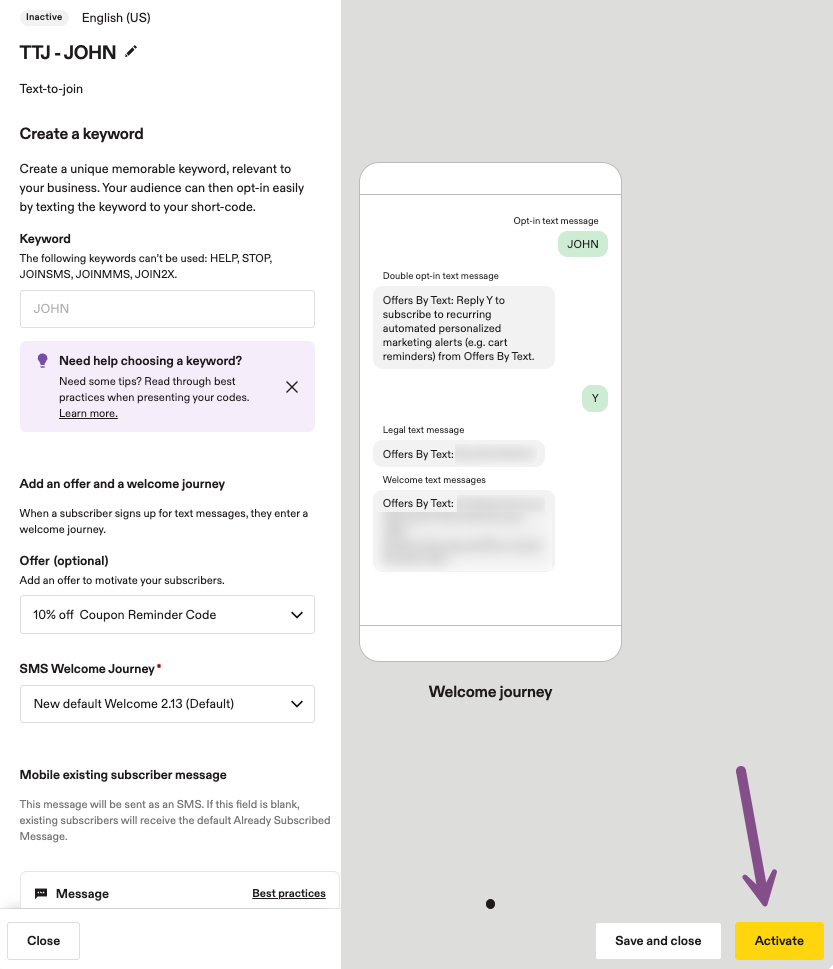 Image showing how to activate the TTJ from the editor