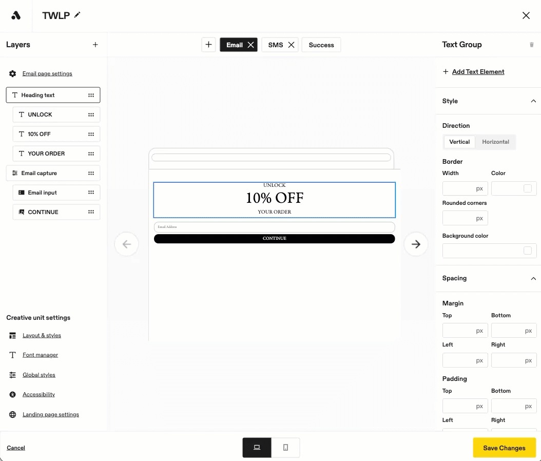 Image showing different channels and options for responsive design