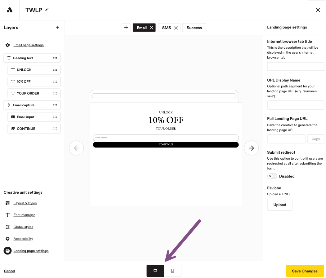 Image highlighting desktop/mobile toggle
