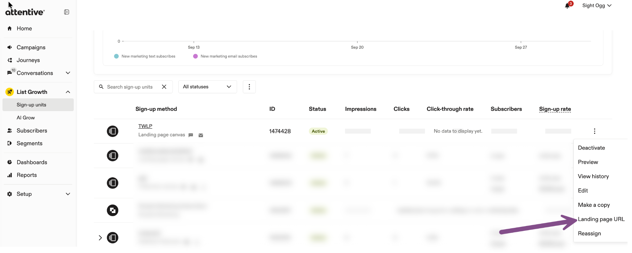 Image showing how to find landing page URL