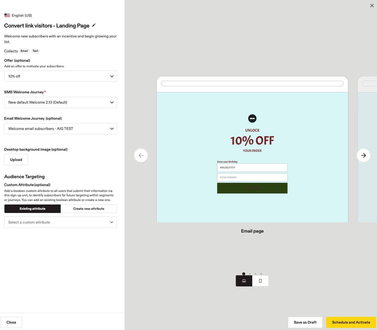 Image showing landing page editor