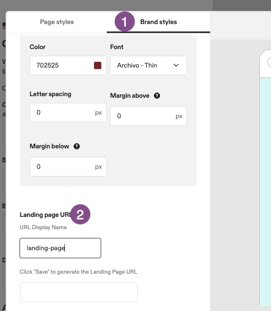 Image showing how to interact with the landing page URL