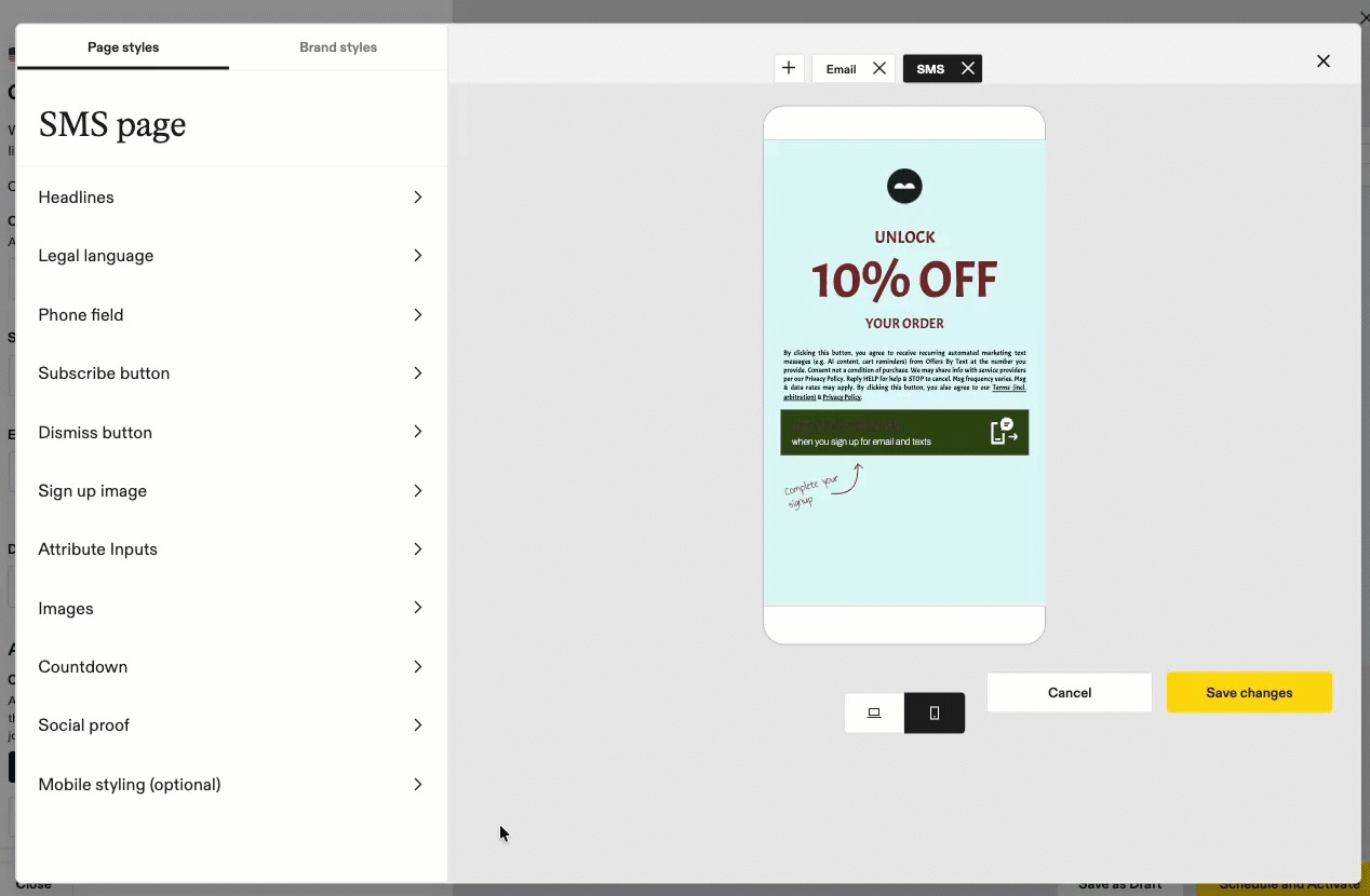 Image showing mobile landing page