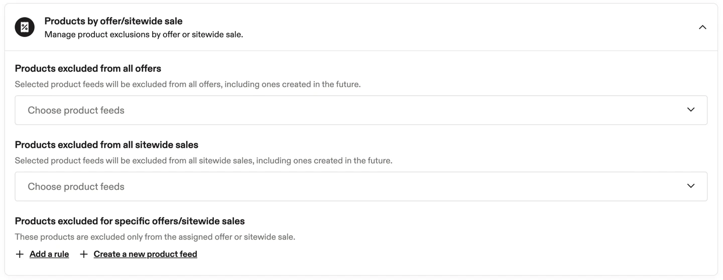 Image of product feed selection