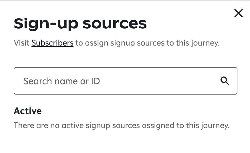 The sign-up sources panel where you can select a sign-up unit.