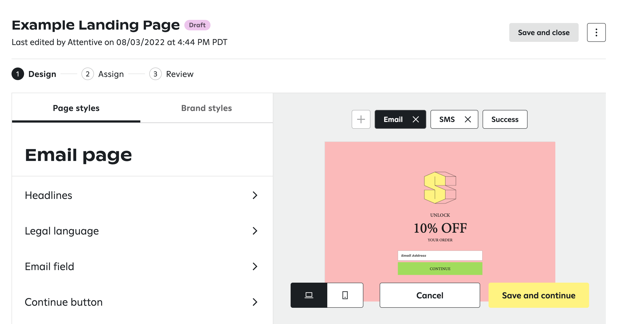 landing page editor